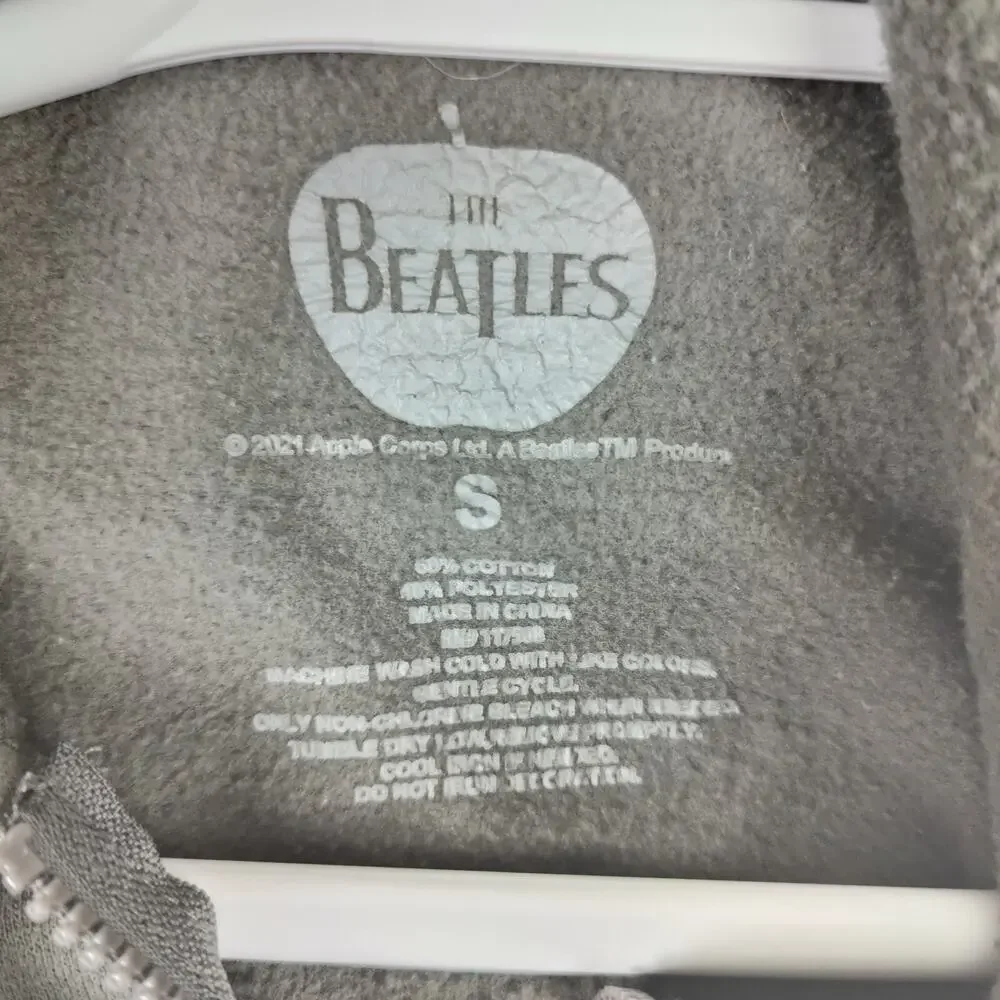 The Beatles Hoodie Grey Adult Small Full Zip Sweater Hooded Sweatshirt Band Tee